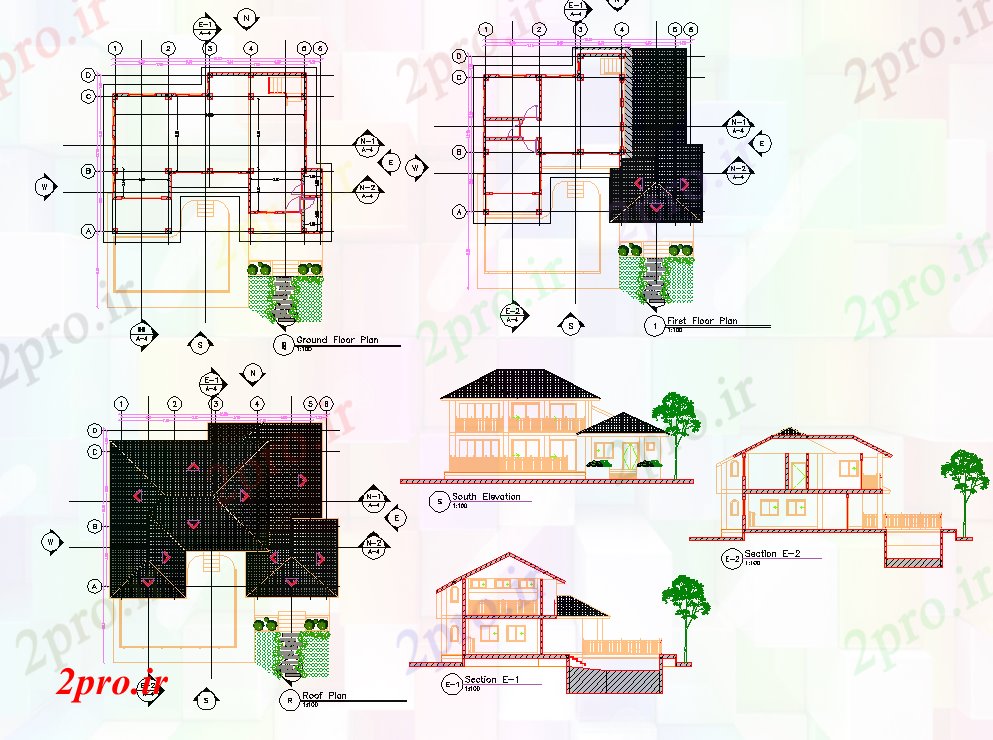 دانلود نقشه خانه های کوچک ، نگهبانی ، سازمانی - دوبلکس villaplan 12 در 16 متر (کد76380)