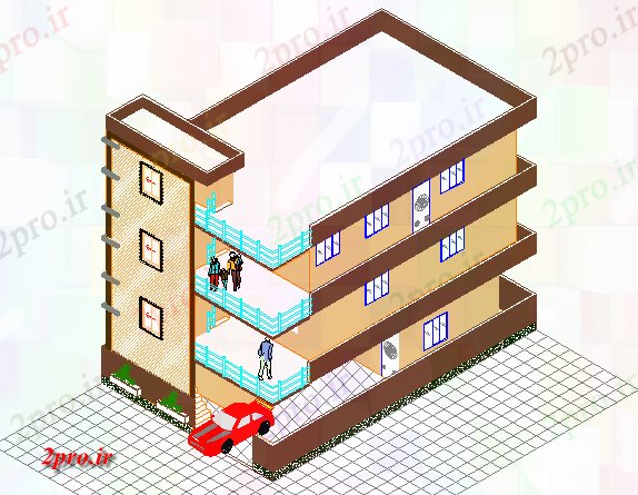 دانلود نقشه خانه های سه بعدی خانه گروه 3  طراحی  (کد76391)