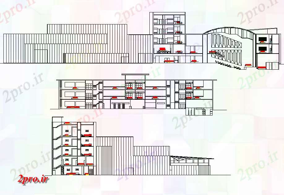 دانلود نقشه ساختمان اداری - تجاری - صنعتی تکنولوژی بخش برنج مرکز 64 در 102 متر (کد76438)