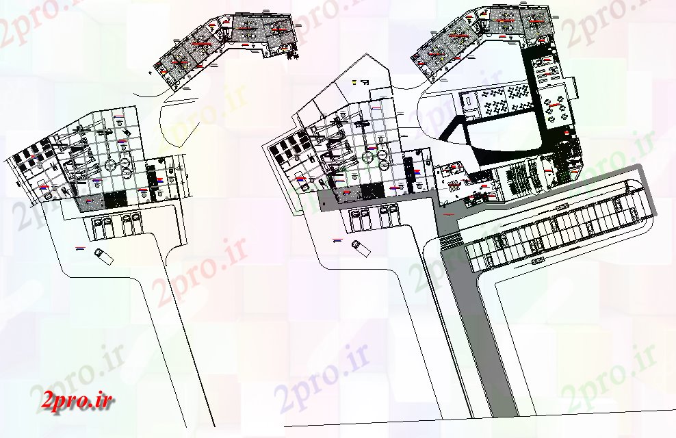 دانلود نقشه ساختمان اداری - تجاری - صنعتی تکنولوژی و برنامه ریزی برنج مرکز 64 در 102 متر (کد76440)