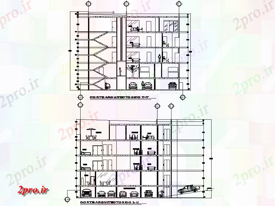 دانلود نقشه مسکونی ، ویلایی ، آپارتمان بخش بخش مسکن 2 د جزئیات 18 در 19 متر (کد76443)