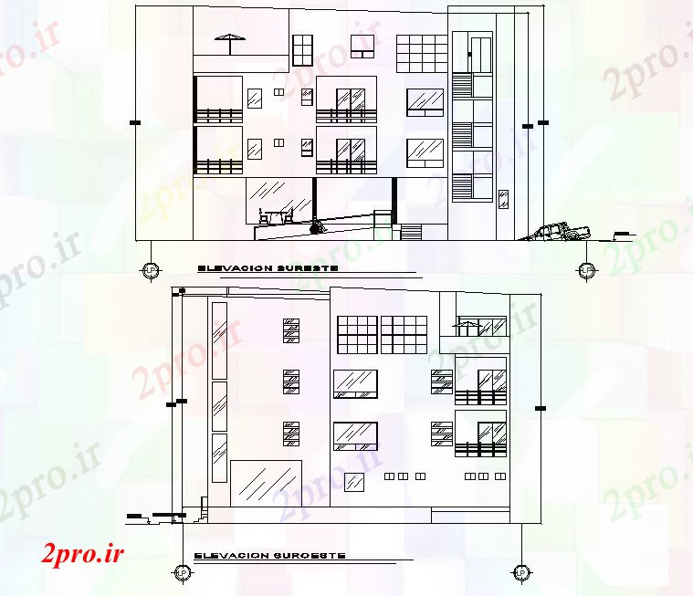 دانلود نقشه مسکونی  ، ویلایی ، آپارتمان  نما بخش  خانه (کد76444)