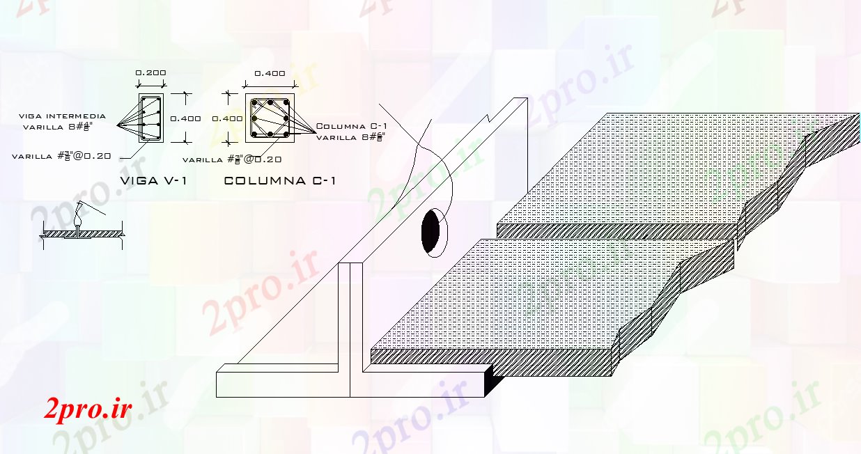 دانلود نقشه جزئیات ساخت و ساز ستون و دال به  (کد76488)