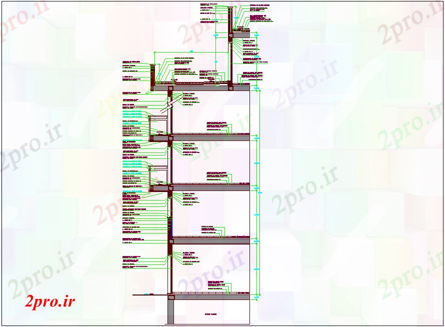 دانلود نقشه جزئیات ساخت و ساز بخش ساختمان با نمای ساخت و ساز (کد76496)