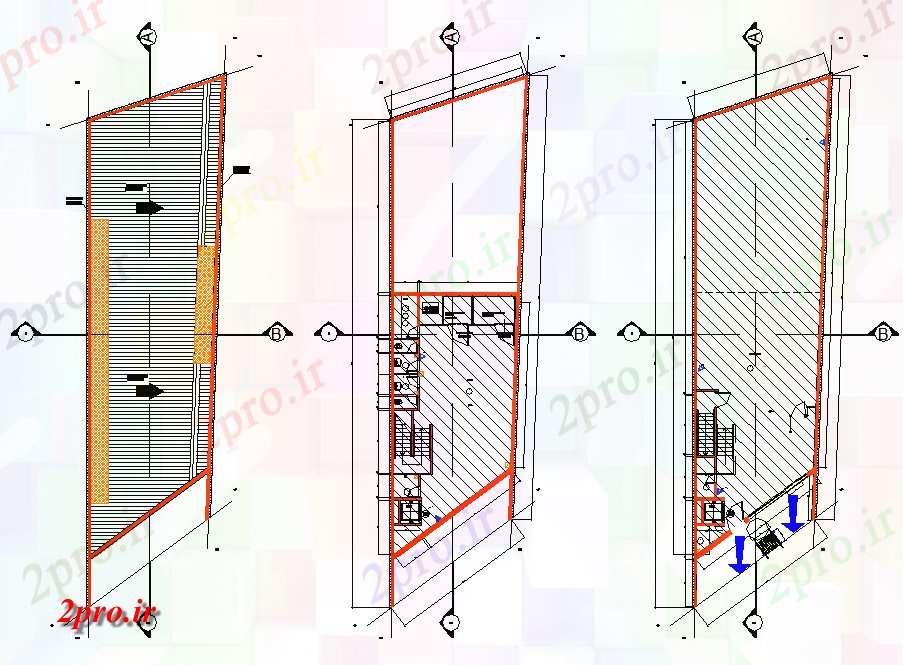 دانلود نقشه ساختمان اداری - تجاری - صنعتی سوپر خرده بازار  (کد76503)