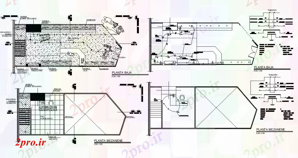 دانلود نقشه ساختمان اداری - تجاری - صنعتی طرحی تجاری 4 در 10 متر (کد76507)