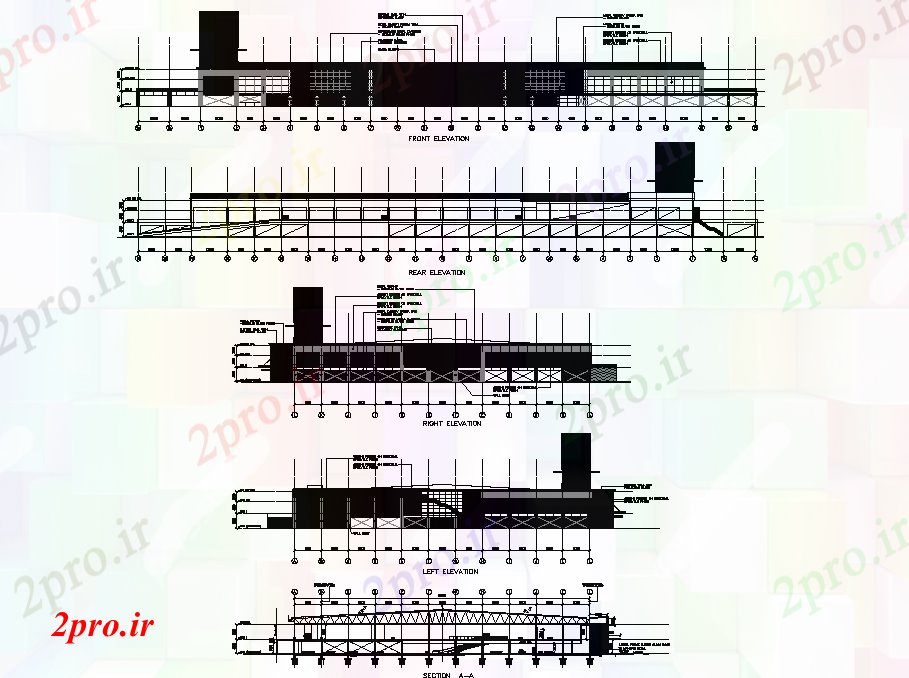 دانلود نقشه ساختمان اداری - تجاری - صنعتی جزئیات بازار نما بیش از حد طرح 63 در 99 متر (کد76520)