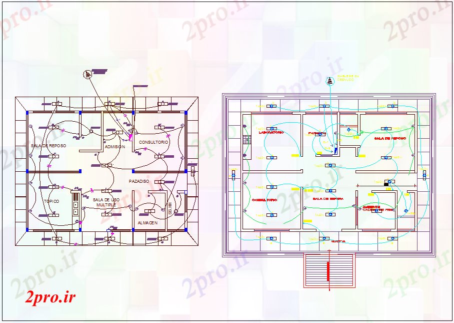 دانلود نقشه طراحی داخلی طرحی نصب و راه اندازی برق مرکز بهداشت (کد76566)