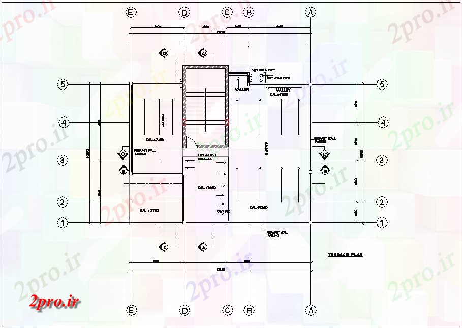 دانلود نقشه خانه های کوچک ، نگهبانی ، سازمانی - طرحی تراس از خانه های ویلایی با نمای معماری 9 در 15 متر (کد76590)