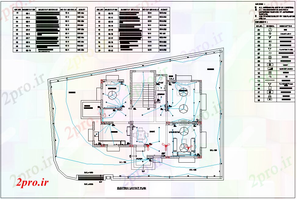 دانلود نقشه معماری طرحی نصب و راه اندازی برق از خانه های ویلایی  (کد76592)