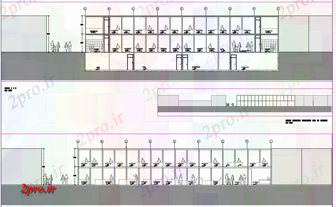 دانلود نقشه ساختمان اداری - تجاری - صنعتی بازار بخش عرضه چوب جزئیات 19 در 33 متر (کد76635)