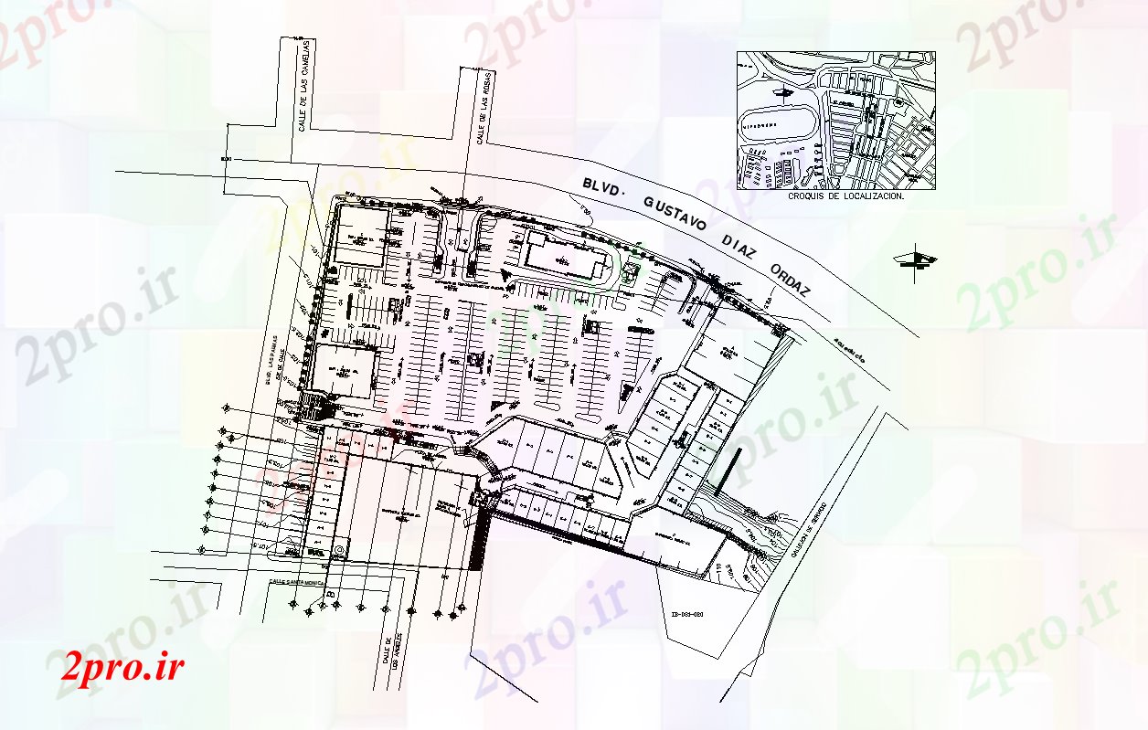 دانلود نقشه ساختمان اداری - تجاری - صنعتی معماری تجاری مرکز 153 در 200 متر (کد76673)