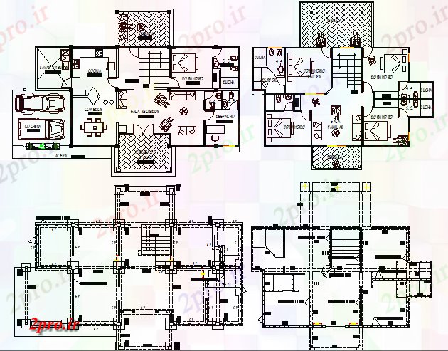 دانلود نقشه خانه های کوچک ، نگهبانی ، سازمانی - جزئیات طرحی طبقه ویلا مسکونی با طرحی پایه (کد76689)
