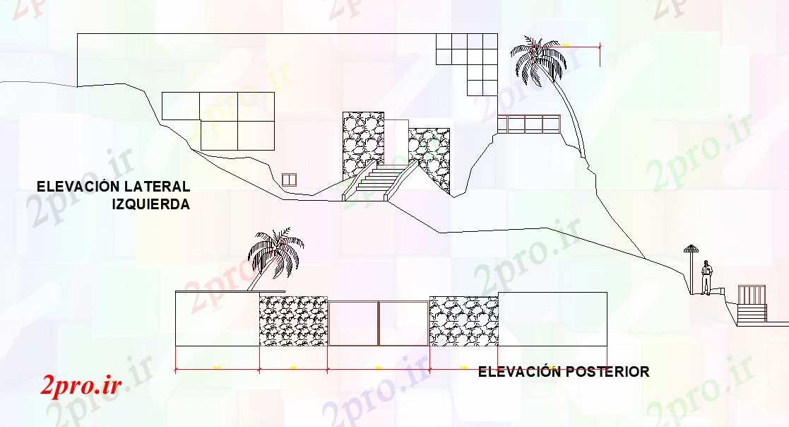 دانلود نقشه مسکونی ، ویلایی ، آپارتمان نما از خانه در tortugas جزئیات 21 در 23 متر (کد76695)