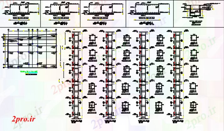 دانلود نقشه جزئیات ساخت و ساز ستون و بخش پرتو جزئیات (کد76737)