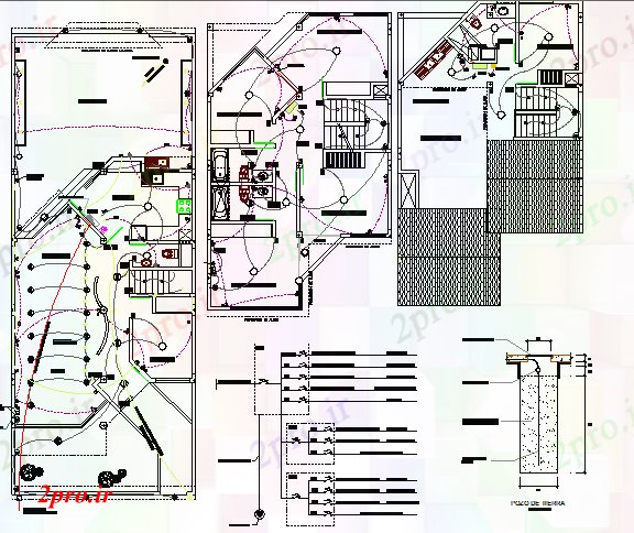 دانلود نقشه معماری جزئیات نصب و راه اندازی برق خانه های تک خانواده با  طرح (کد76754)