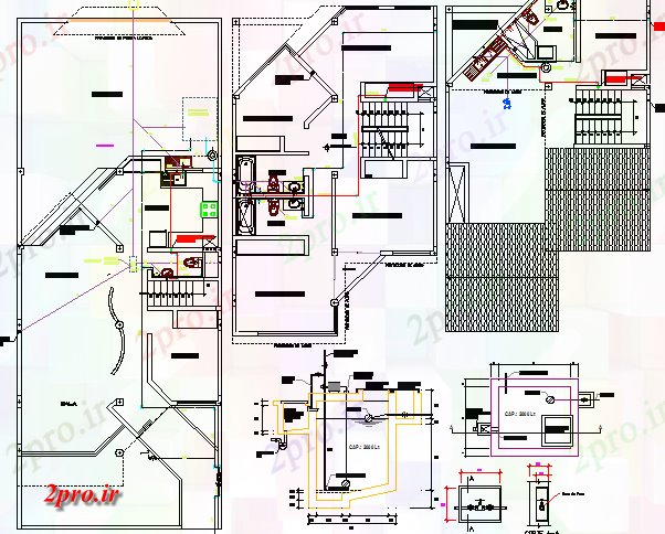 دانلود نقشه مسکونی ، ویلایی ، آپارتمان نصب و راه اندازی لوله کشی با طرحی چند سطح خانه 8 در 20 متر (کد76756)