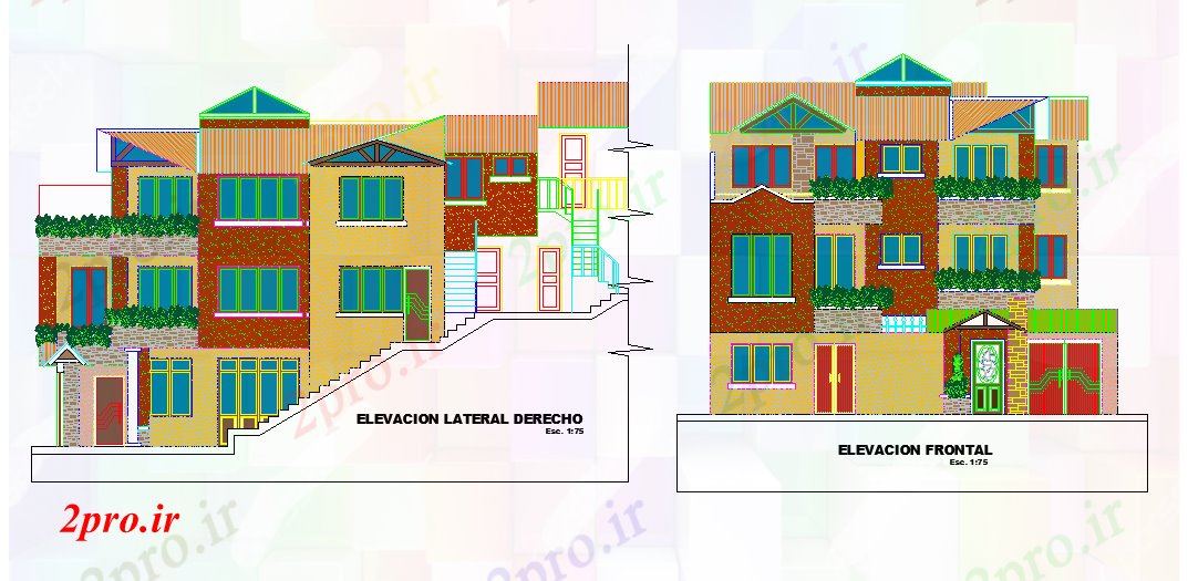 دانلود نقشه خانه های کوچک ، نگهبانی ، سازمانی - ویلایی نما 12 در 24 متر (کد76759)