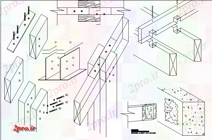 دانلود نقشه جزئیات ساخت و ساز خانه سقف ساخت و ساز نمای ایزومتریک (کد76781)