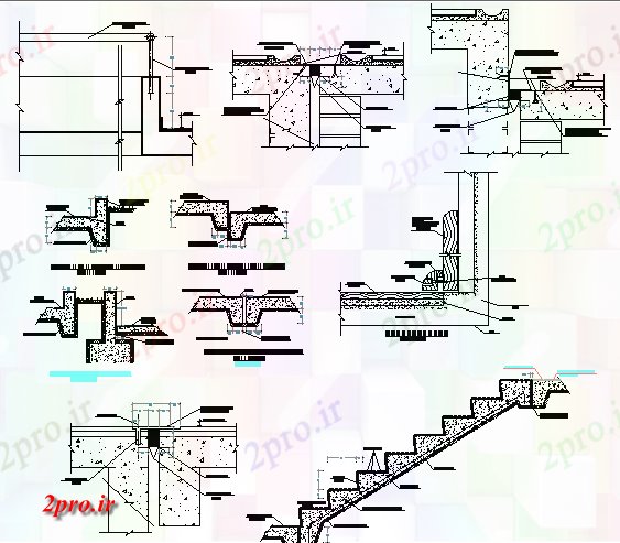دانلود نقشه کارخانه صنعتی  ، کارگاه راه پله جزئیات مقطعی و سازنده کارخانه صنعتی  (کد76904)