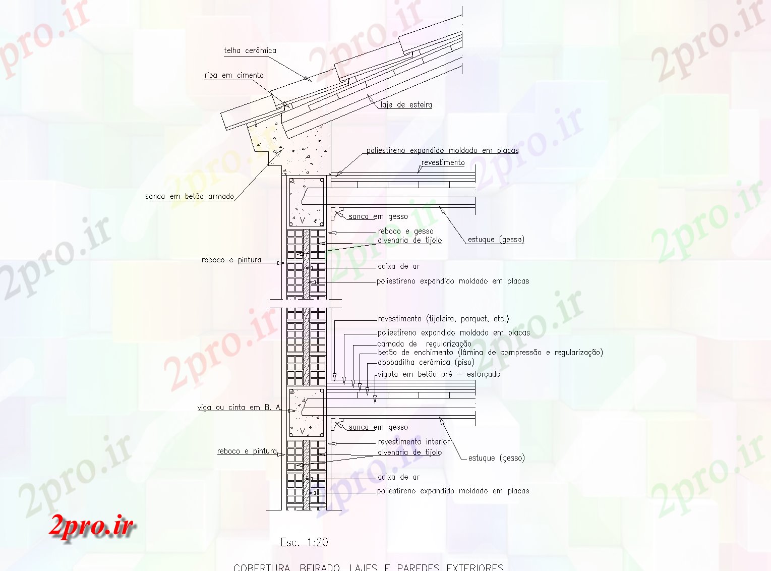 دانلود نقشه جزئیات ساخت و ساز دیوار پوشیده  اشکوب کوتاه برنامه ریزی  جزئیات، (کد76930)