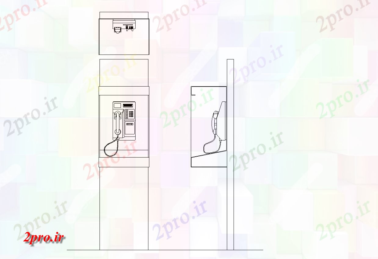 دانلود نقشه جزئیات ساختار باجه تلفن طرحی جزئیات ، (کد76932)