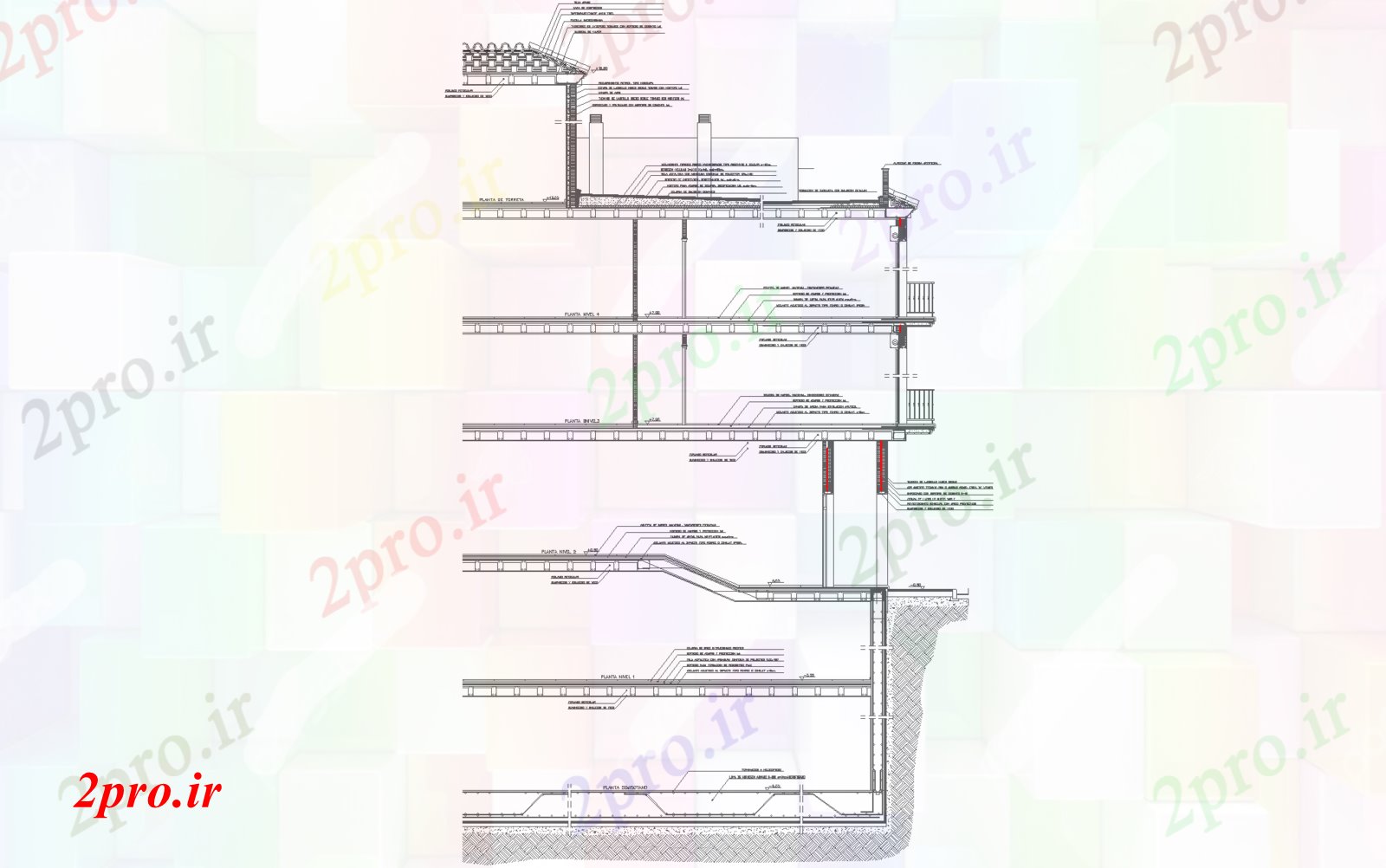 دانلود نقشه جزئیات ساخت و ساز ساختمان بخش سازنده plandetail ، (کد76934)