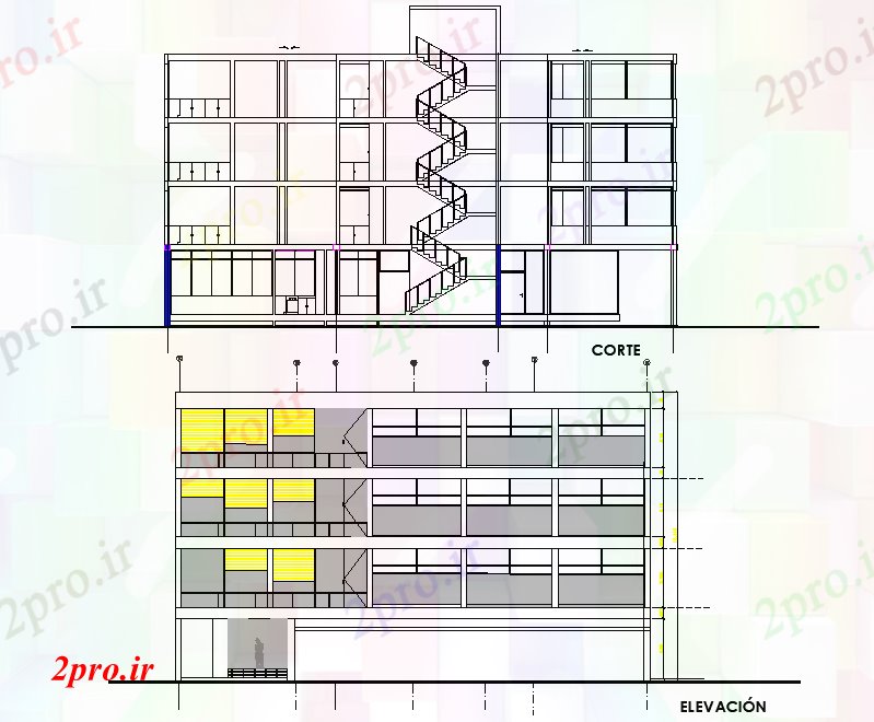 دانلود نقشه مسکونی  ، ویلایی ، آپارتمان  جزئیات نما و بخش ساختمان تجاری   (کد77007)