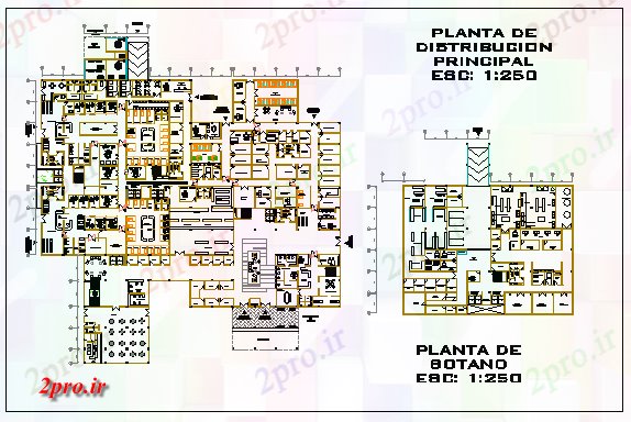 دانلود نقشه بیمارستان - درمانگاه - کلینیک اصلی کارخانه توزیع طبقه زیرزمین بیمارستان طراحی 101 در 105 متر (کد77056)