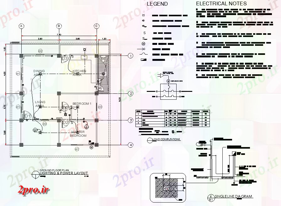 دانلود نقشه معماری نورپردازی و جزئیات طرحی قدرت  (کد77069)