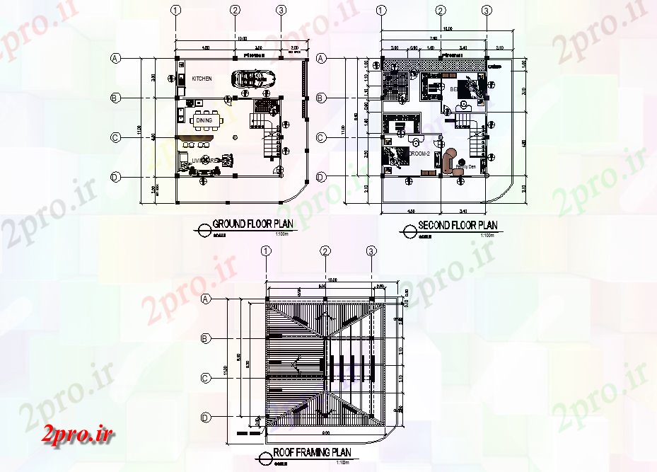 دانلود نقشه جزئیات ساخت و ساز طرحی طبقه همکف به سقف خانه فریم طرحی جزئیات (کد77073)