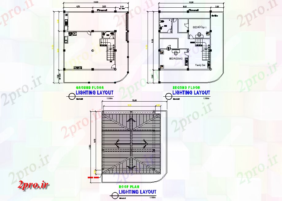 دانلود نقشه معماری نورپردازی جزئیات طرح (کد77079)