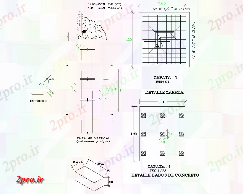 دانلود نقشه جزئیات ساخت و ساز بخش بنیاد  طراحی (کد77108)