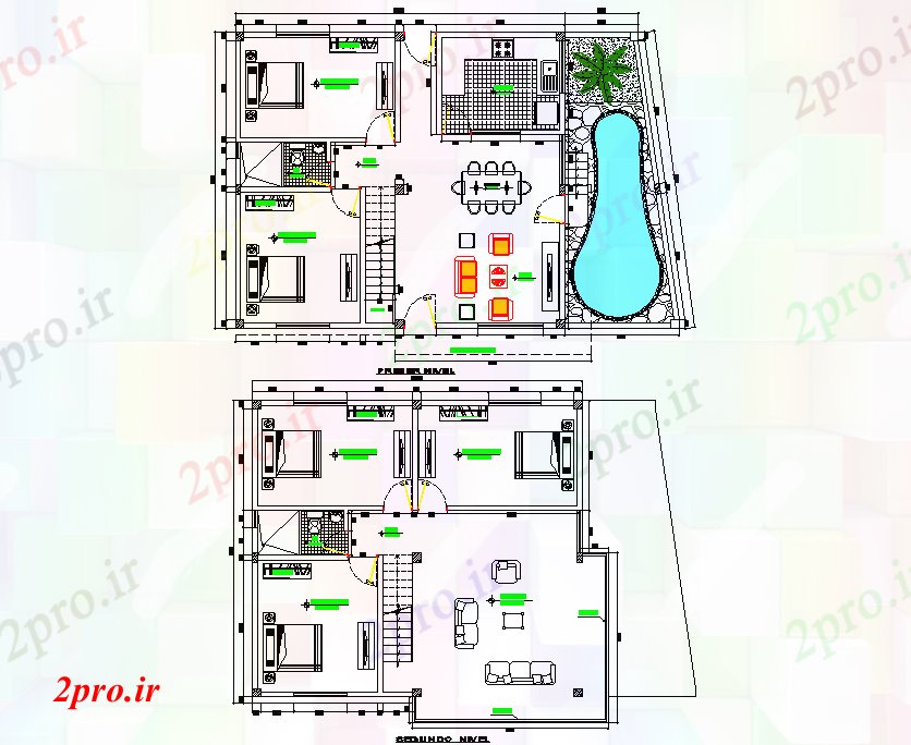 دانلود نقشه مسکونی ، ویلایی ، آپارتمان کلبه طرحی کار چیدمان 9 در 10 متر (کد77162)