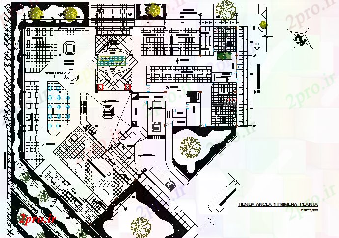 دانلود نقشه ساختمان مرتفعبزرگ ساخت و ساز معماری 60 در 64 متر (کد77183)
