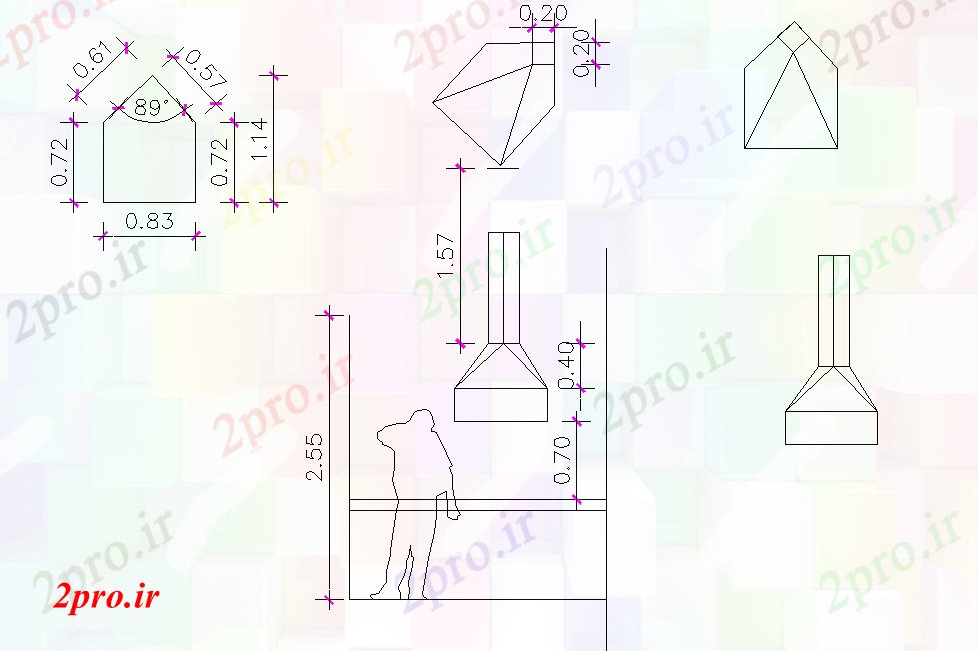 دانلود نقشه بلوک ، آرام ، نماد سقف جزئیات نور (کد77202)