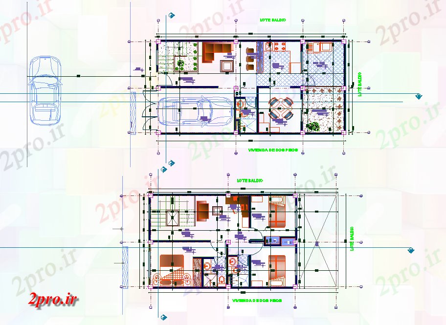 دانلود نقشه مسکونی ، ویلایی ، آپارتمان کار اصلی برنامه ریزی جزئیات 5 در 11 متر (کد77252)