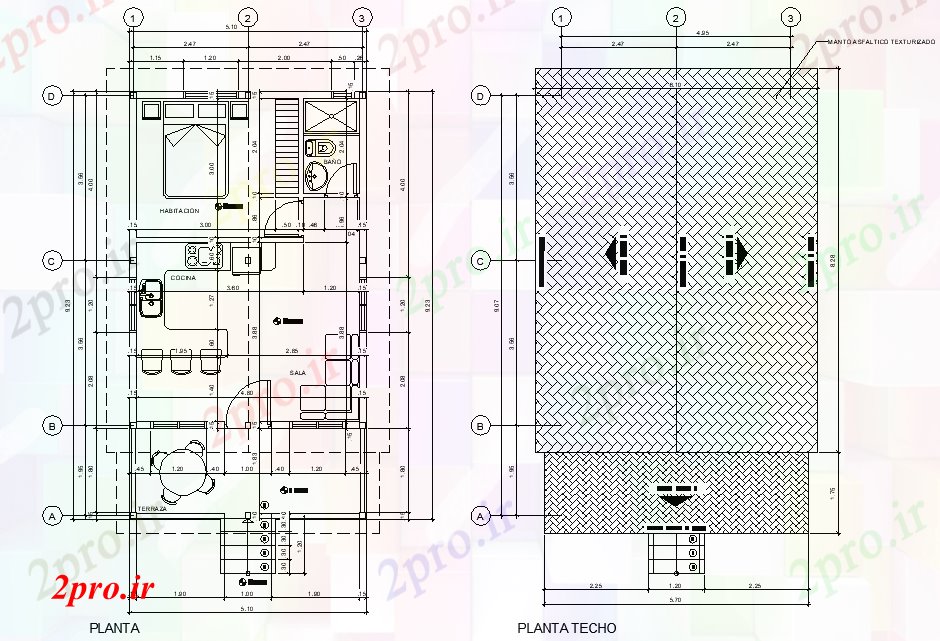 دانلود نقشه هتل - رستوران - اقامتگاه کابین در چوب طرحی چیدمان 5 در 7 متر (کد77257)