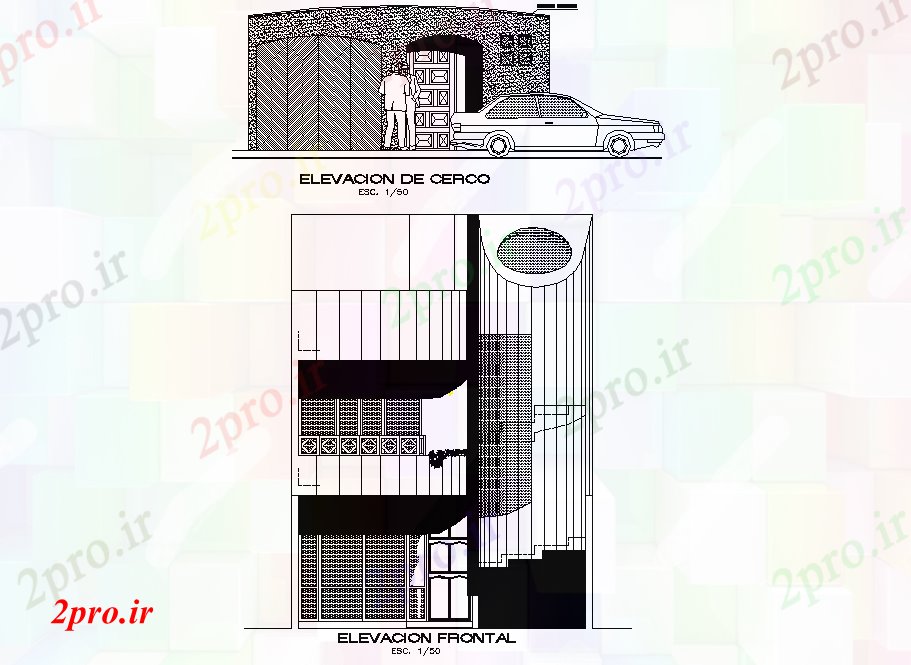 دانلود نقشه مسکونی ، ویلایی ، آپارتمان جزئیات دان نما تک خانواده طراحی 6 در 15 متر (کد77258)