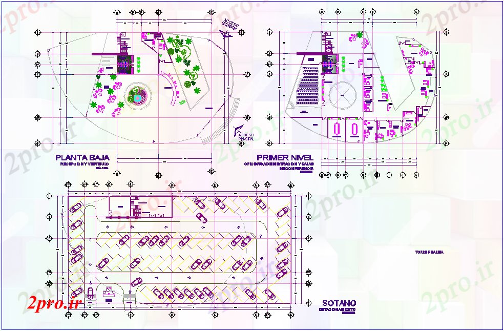 دانلود نقشه ساختمان مرتفعاولین و زیرزمین طرحی برج 33 در 39 متر (کد77271)