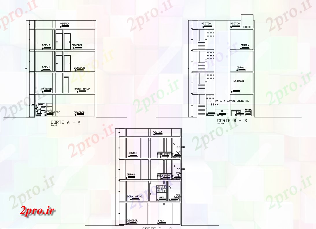 دانلود نقشه ساختمان مرتفعجزئیات نما ساختمان بلند 7 در 8 متر (کد77284)