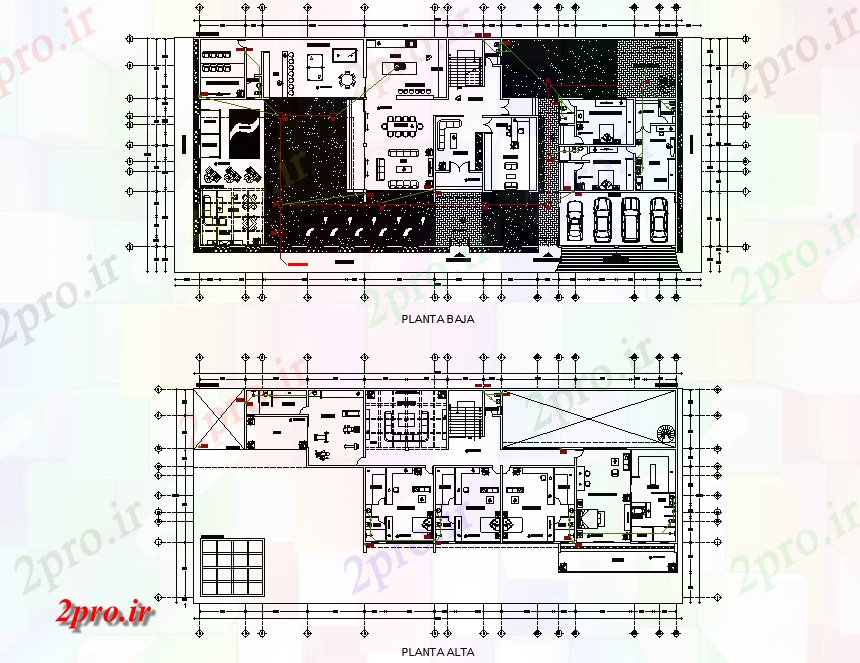 دانلود نقشه هتل - رستوران - اقامتگاه کار خانه مسکونی چیدمان 22 در 50 متر (کد77292)