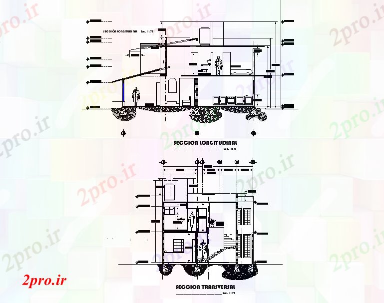 دانلود نقشه مسکونی ، ویلایی ، آپارتمان جزئیات بخش طرحی خانه تسبیح 8 در 12 متر (کد77301)