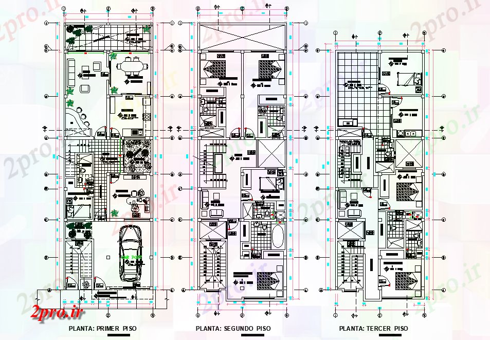 دانلود نقشه مسکونی ، ویلایی ، آپارتمان خانواده تنها طرحی خانه 7 در 21 متر (کد77304)