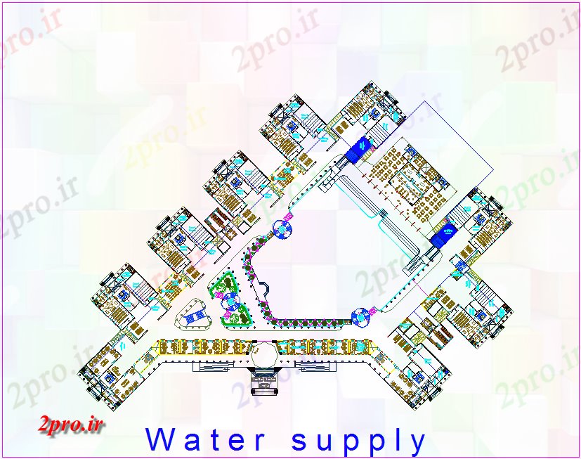 دانلود نقشه جزئیات لوله کشی سیستم تامین آب از طراحی دادگاه (کد77309)