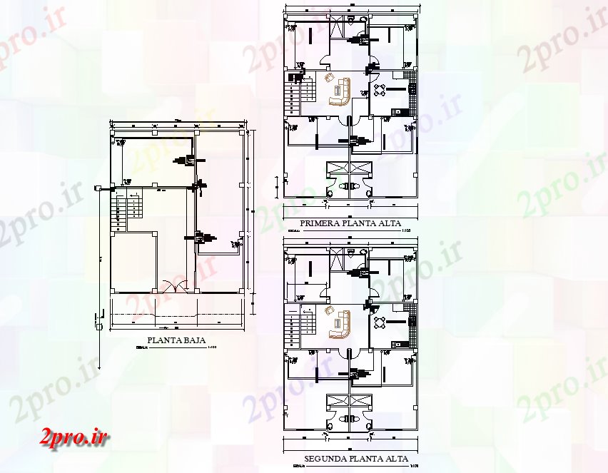 دانلود نقشه مسکونی ، ویلایی ، آپارتمان طبقه همکف به خانه سقف طرحی جزئیات 12 در 14 متر (کد77310)