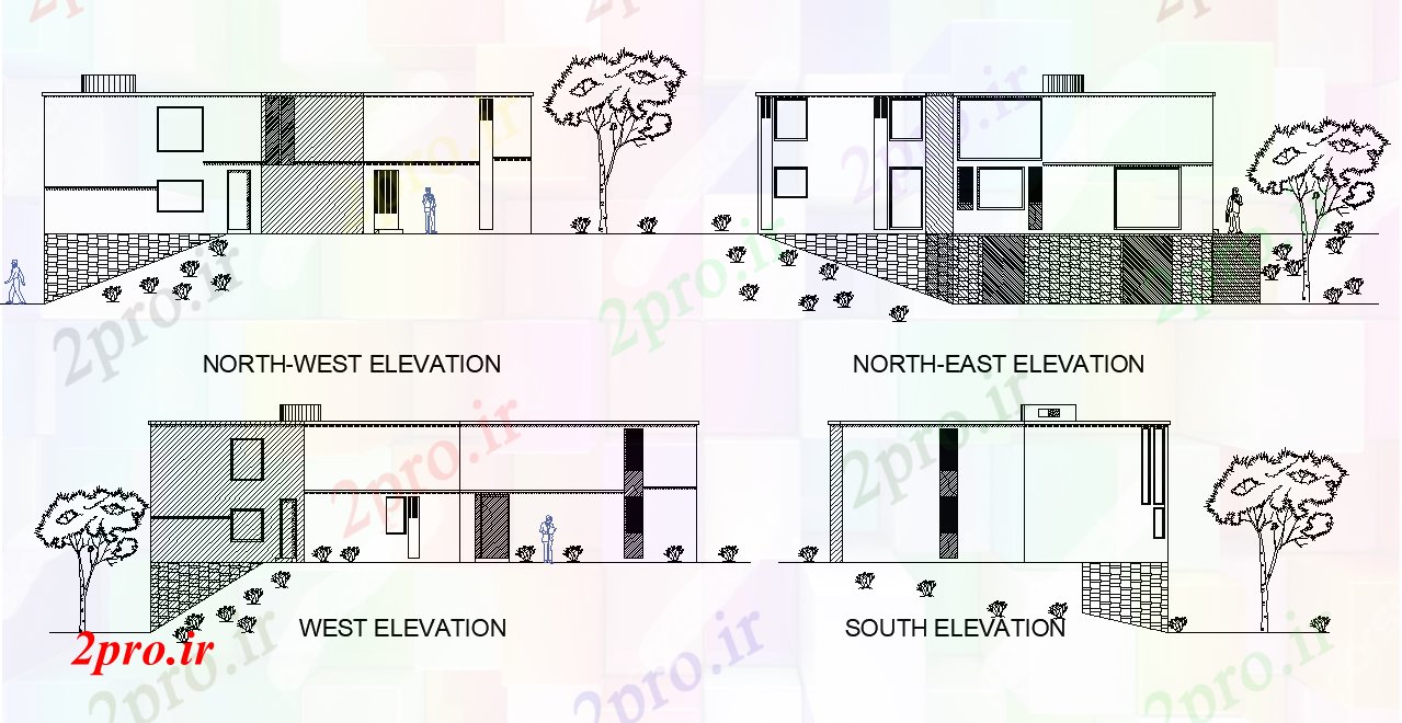 دانلود نقشه مسکونی ، ویلایی ، آپارتمان جزئیات خانه نما طراحی 17 در 17 متر (کد77313)