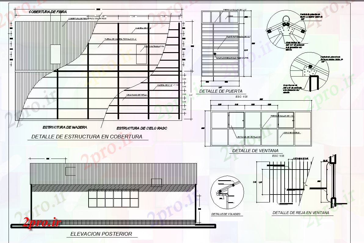 دانلود نقشه مسکونی  ، ویلایی ، آپارتمان  سقف خانه طرحی جزئیات (کد77318)