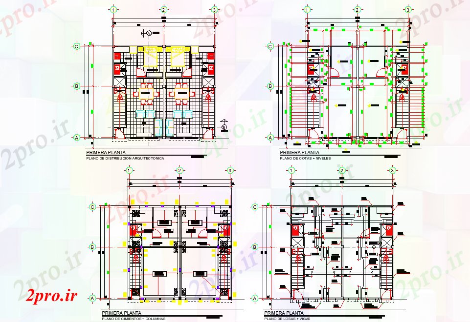 دانلود نقشه مسکونی ، ویلایی ، آپارتمان آپارتمان طرحی خانه جزئیات 9 در 10 متر (کد77330)