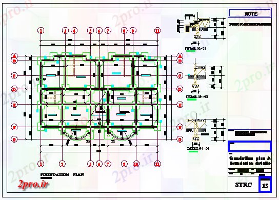 دانلود نقشه جزئیات پایه بنیاد طراحی مسکونی (کد77334)